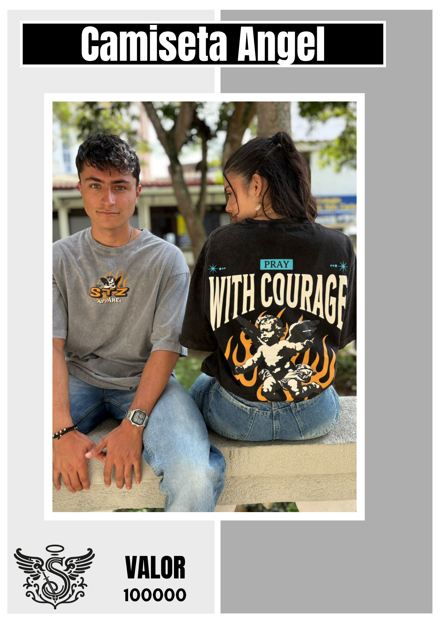 camiseta  Oversized Acid Wash Angel