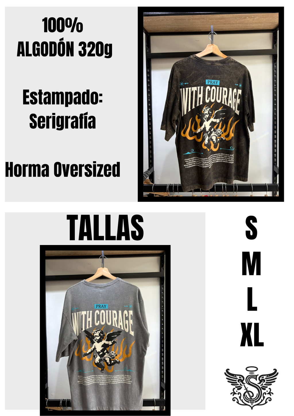 camiseta  Oversized Acid Wash Angel