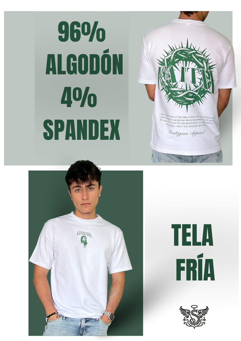 camiseta manga corta corona de espinas verde