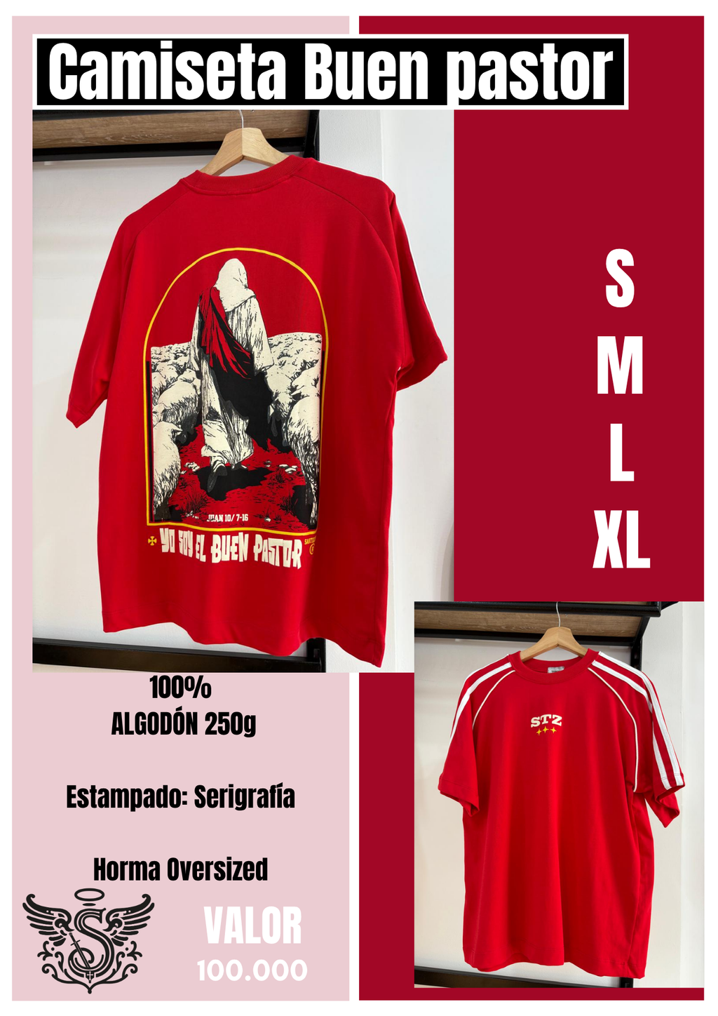 Camiseta Semi oversized Roja Buen Pastor